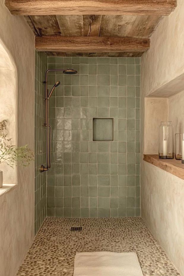 douche sol galet