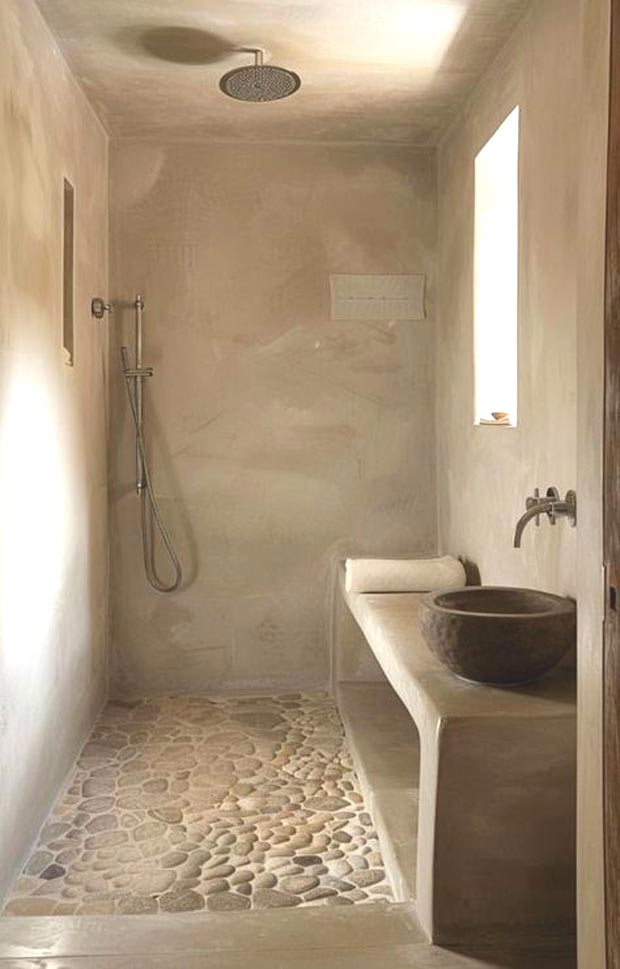 douche sol galet