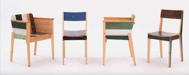 chaises design en vieux bois