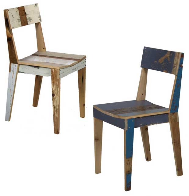 chaises patchwork bois