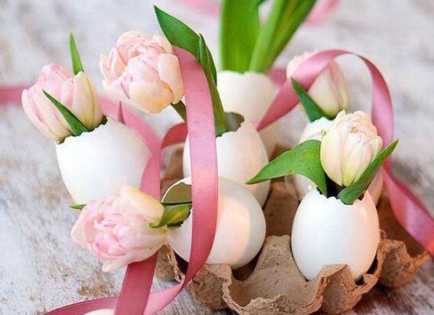 #htmlcaption_9468 Pâques : Idées déco nature avec des coquilles d’oeufs et des fleurs