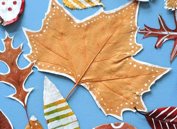 #htmlcaption_14998 Bricolage enfants : Feuilles d’automne décorées