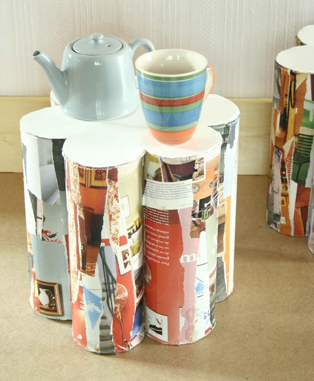 pouf en tubes carton