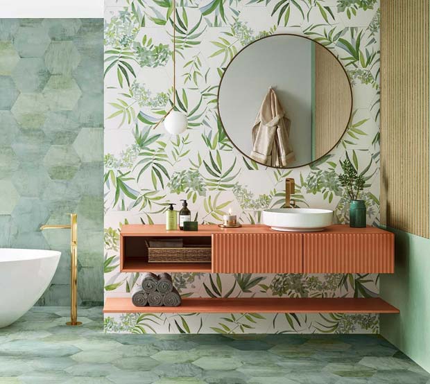 carrelage tropical salle bain