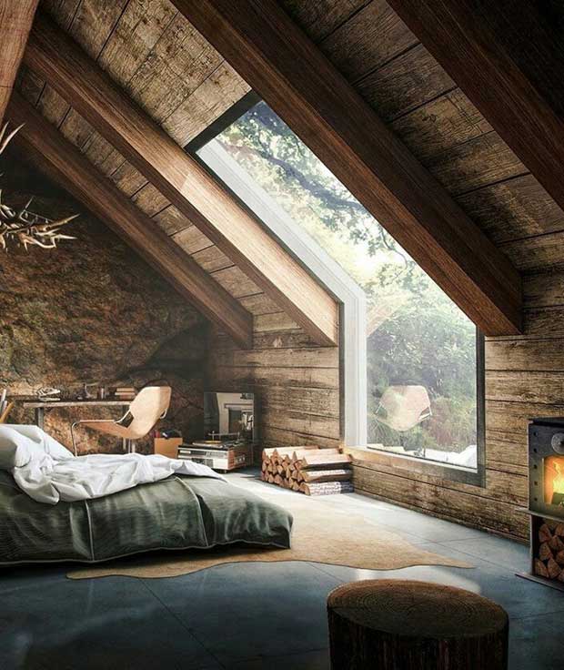 interieur cabane bois