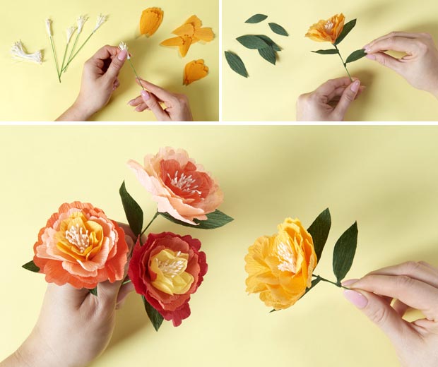 diy fleurs en papier crépon