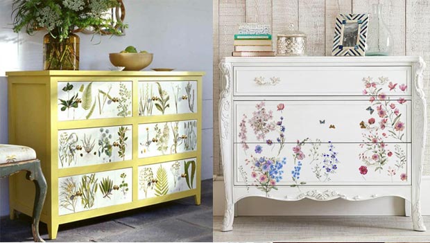 commode avec papier peint