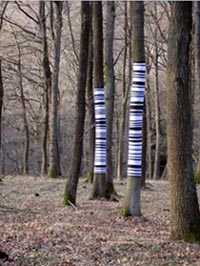 land art arbre code barre