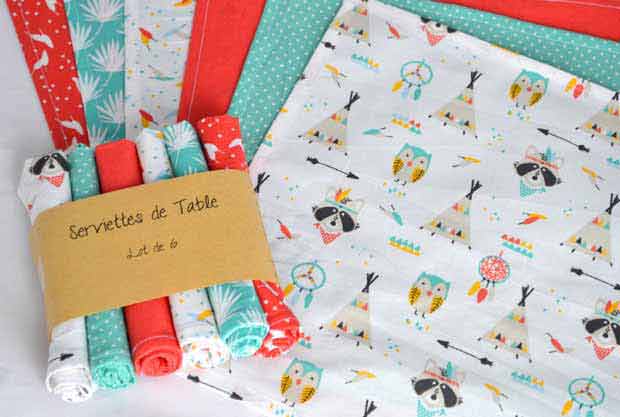 serviettes de table tissu